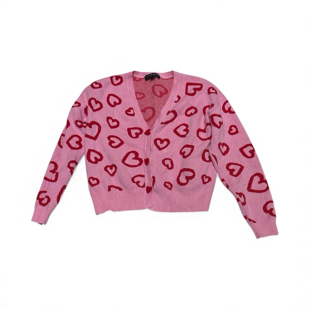 32 Degrees Pink and Red Heart Cardigan